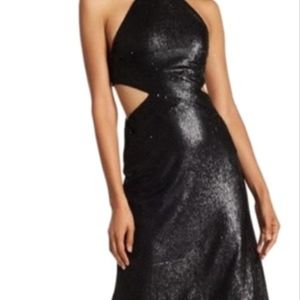 Halston Heritage Black Sequin Cut Out dress Size 4